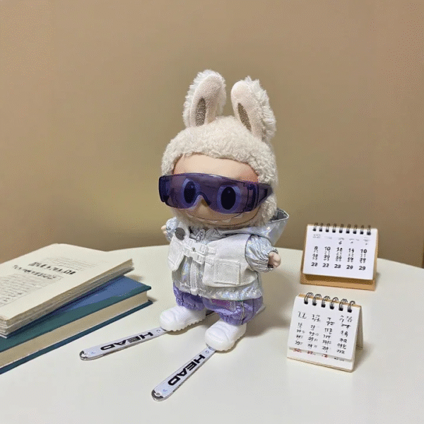 Labubu Doll Clothes Extreme Skiing Kit with Goggles Jacket Skis