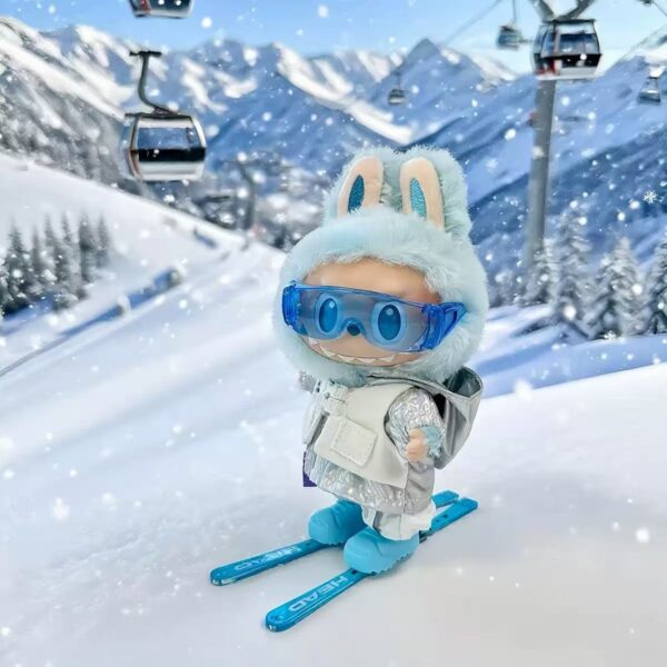 Labubu Doll Clothes Extreme Skiing Kit with Goggles Jacket Skis