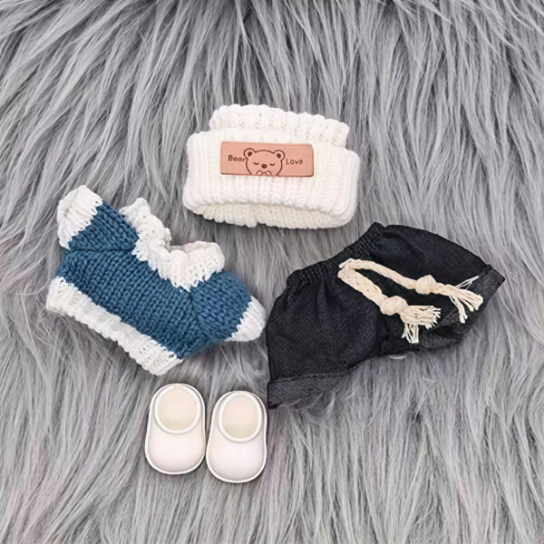 Labubu Doll Clothes Blue Seagull Coconut Knit Sweater Set