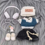 Labubu Doll Clothes Blue Seagull Coconut Knit Sweater Set