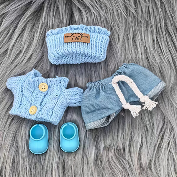 Labubu Doll Clothes Blue Seagull Coconut Knit Sweater Set