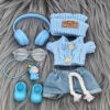 Labubu Doll Clothes Blue Seagull Coconut Knit Sweater Set
