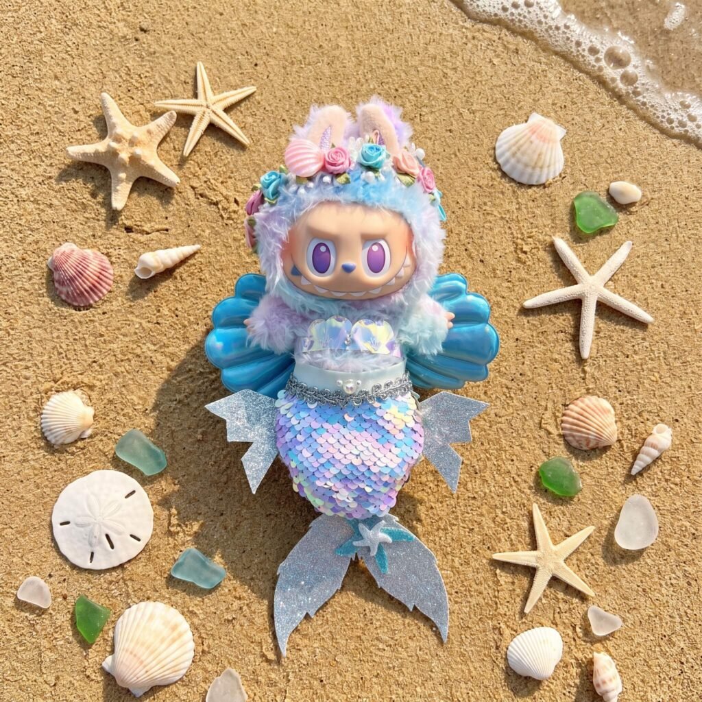Handmade Labubu Doll Clothes Summer Beach - The Little Mermaid Violet